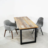 インダストリアル 無垢材テーブル/アイアンロの字レッグス