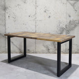 【限定商品】チェックデザイン/インダストリアル無垢材テーブル