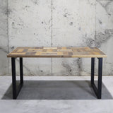 【限定商品】チェックデザイン/インダストリアル無垢材テーブル