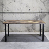 【限定商品】ヘリンボーンデザイン/インダストリアル無垢材テーブル