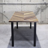 【限定商品】ヘリンボーンデザイン/インダストリアル無垢材テーブル