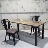 【限定商品】ヘリンボーンデザイン/インダストリアル無垢材テーブル