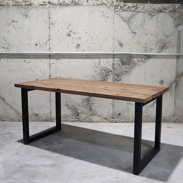 ヴィンテージスタイル 無垢材テーブル／アイアンロの字レッグス