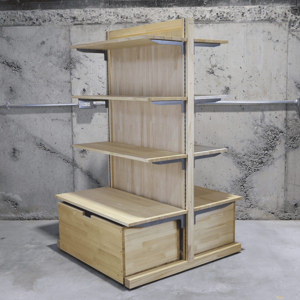 ナチュラルウッド仕上げのシェルフ 全4色】ナチュラルウッドゴンドラ／両面ストッカータイプ – DREAM